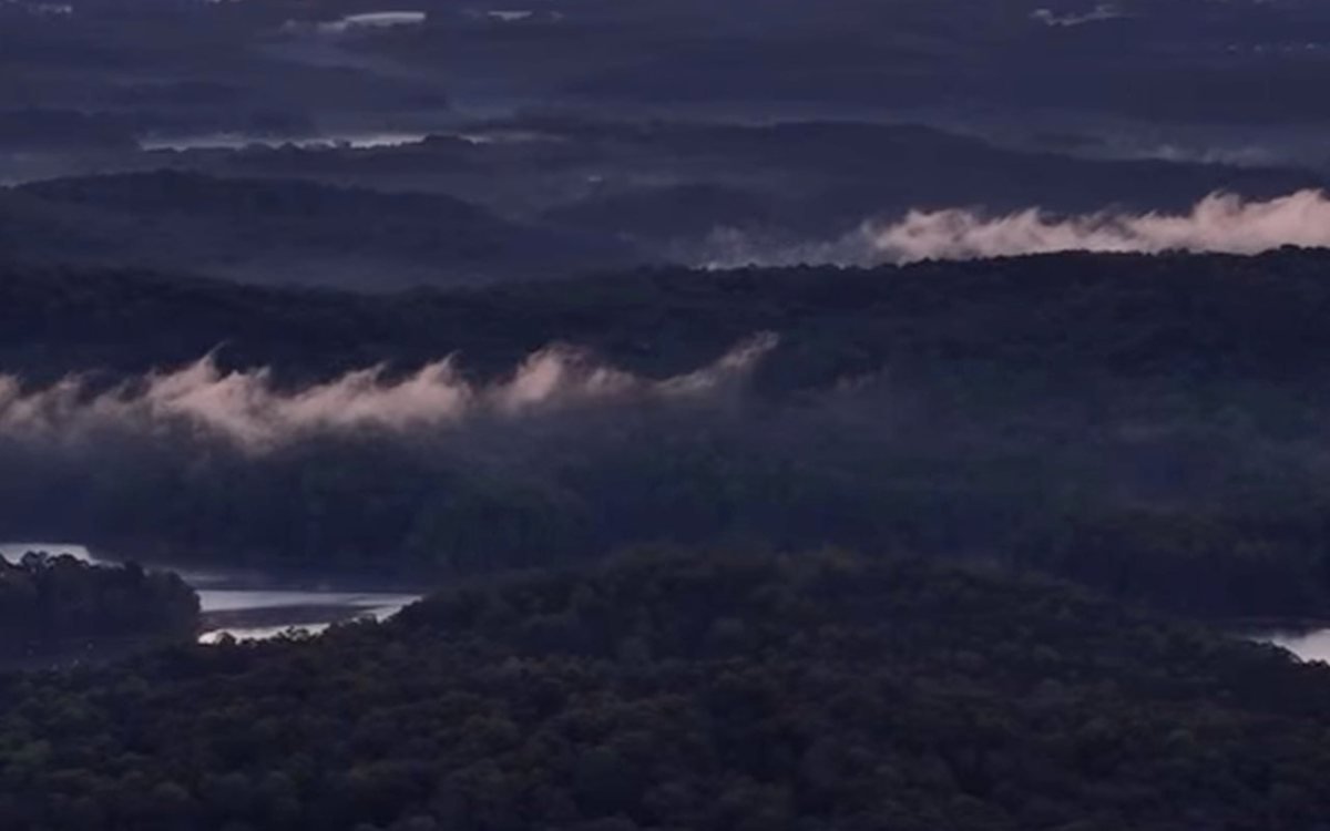 Bosque y lago al amanecer en la zona donde compra terreno Territorio América